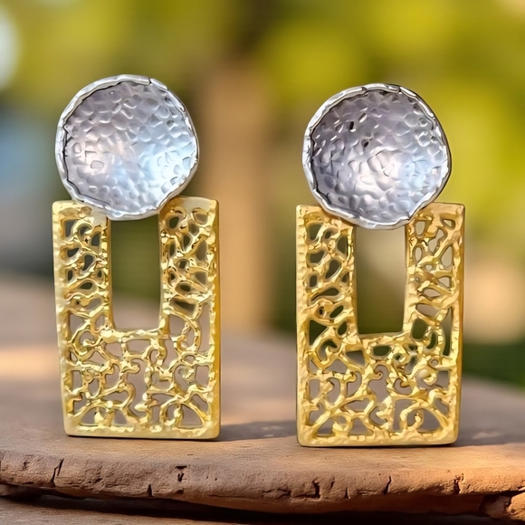 🆕️18K Gold Plated Exclusive Artisan Turkish Statement Earrings ✨ Bold & Elegant - Picture 8 of 15